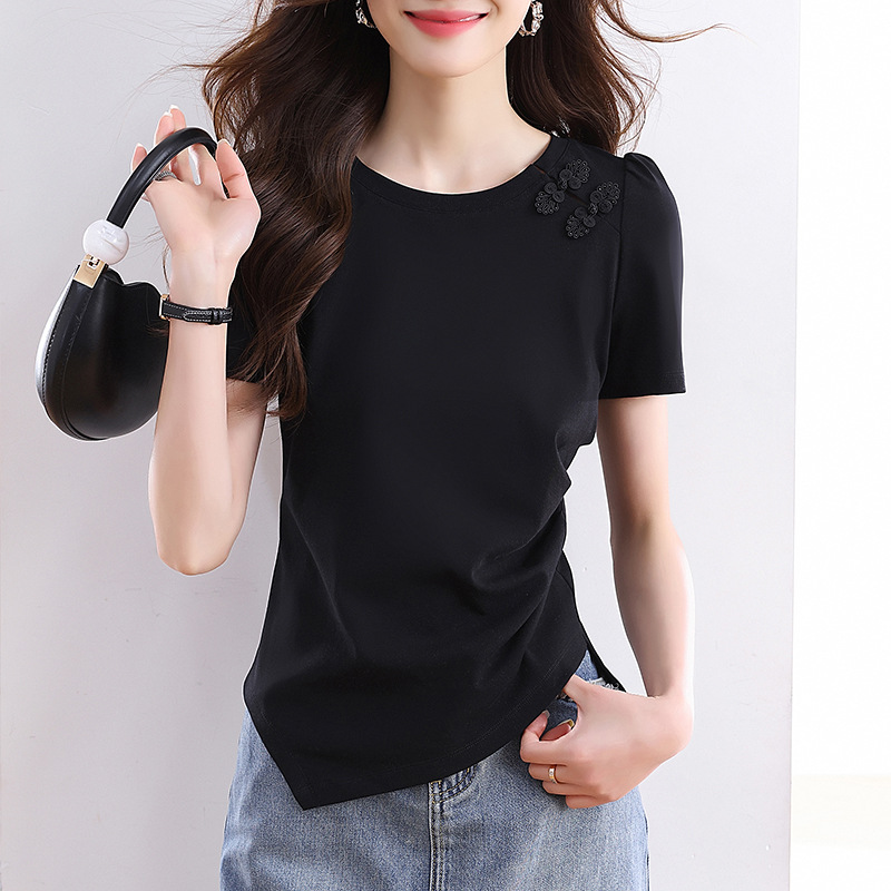 夏季盤扣顯瘦T恤