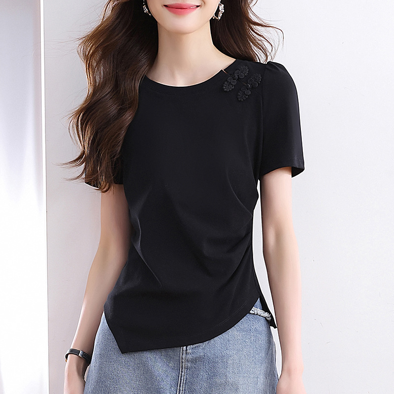 夏季盤扣顯瘦T恤