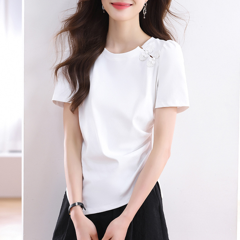 夏季盤扣顯瘦T恤
