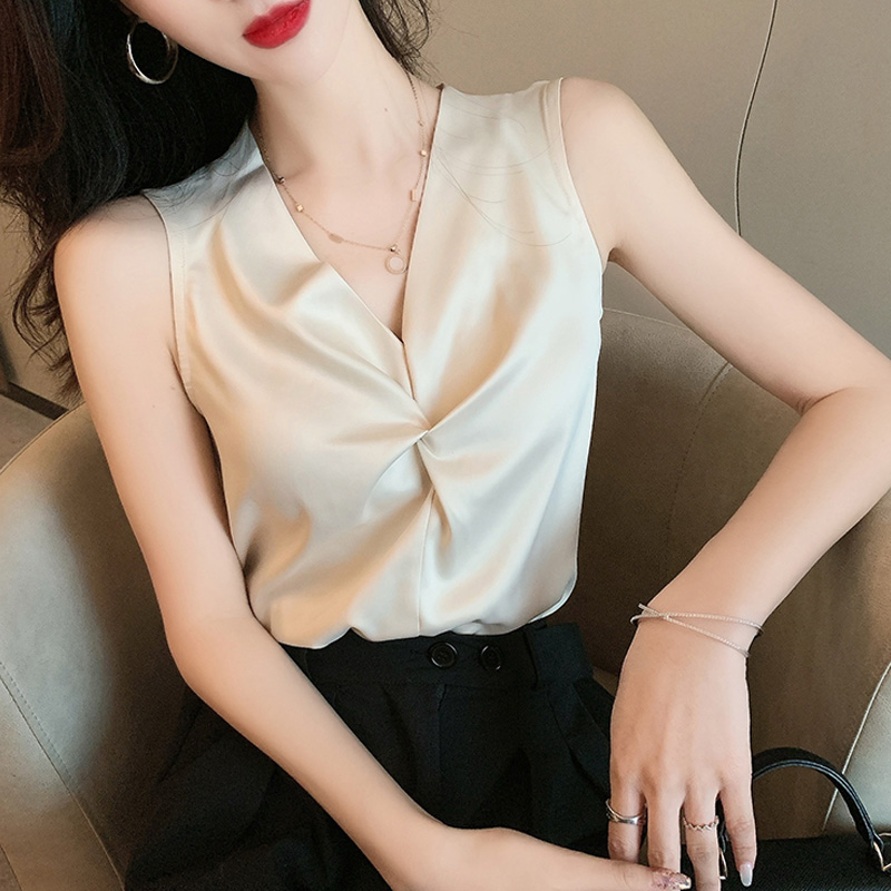 夏季簡約通勤緞面背心