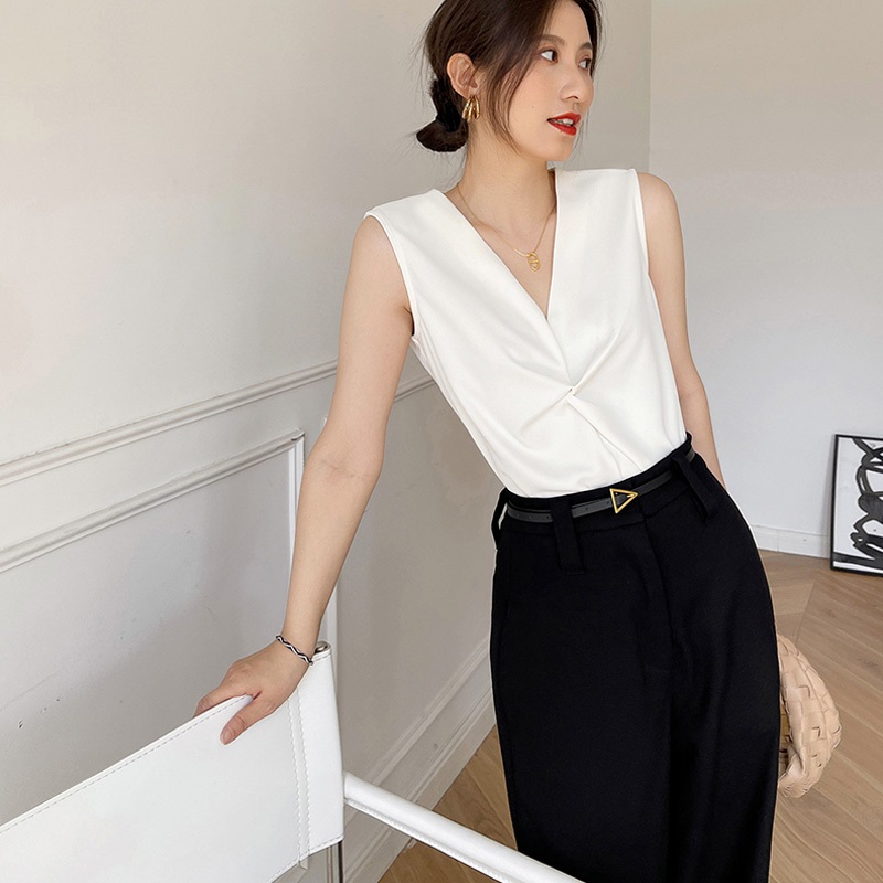 夏季簡約通勤緞面背心