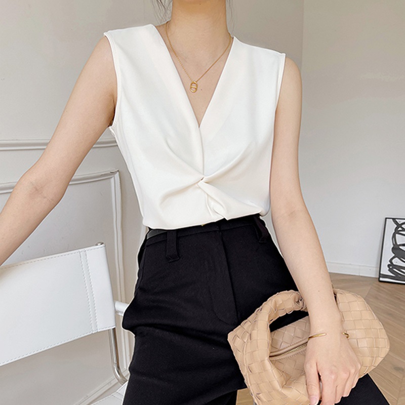 夏季簡約通勤緞面背心