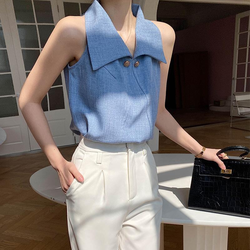 夏季氣質翻領港風小衫