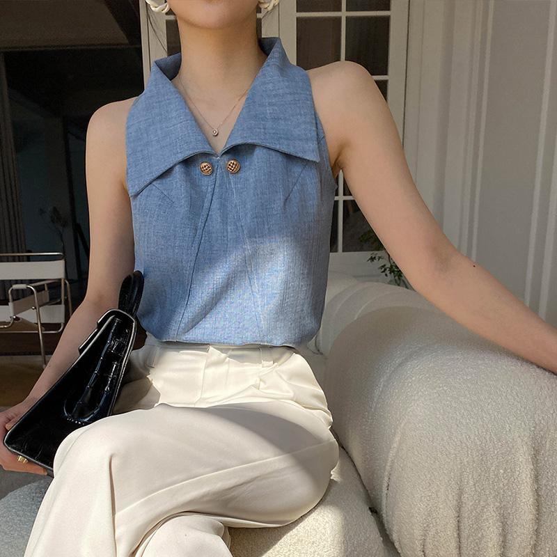 夏季氣質翻領港風小衫