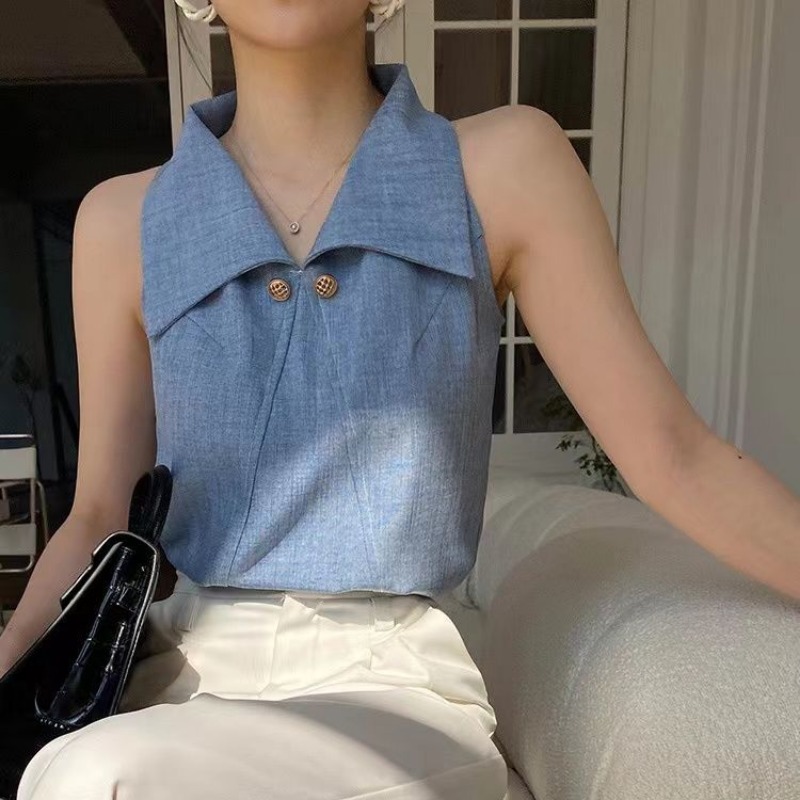 夏季氣質翻領港風小衫