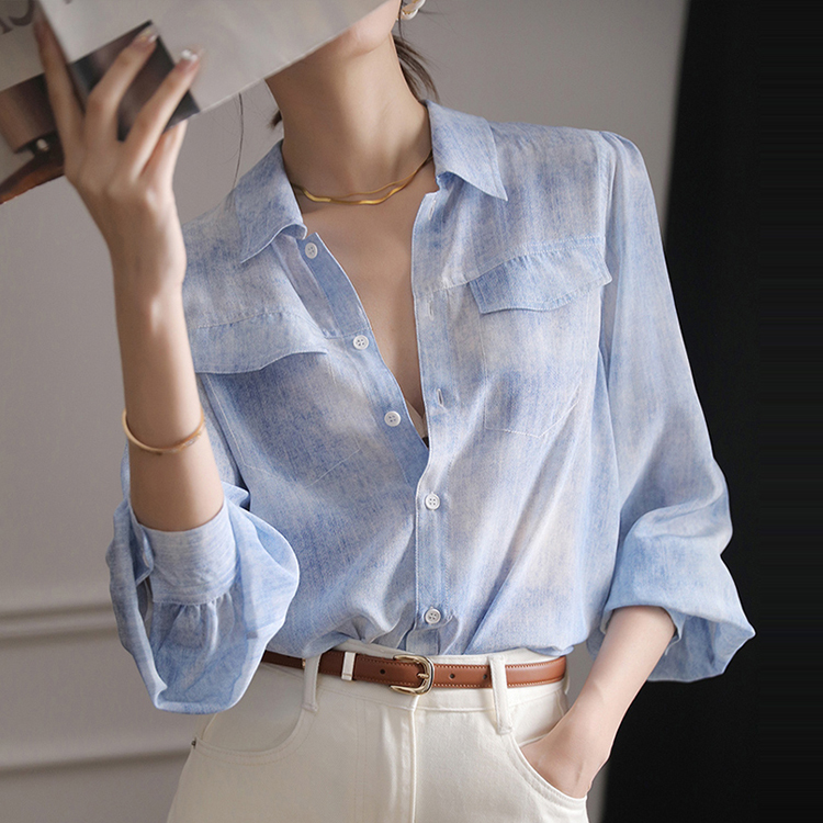 春夏寬鬆氣質通勤緞面襯衫