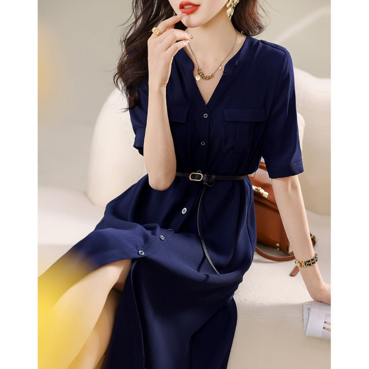 夏季輕熟優雅氣質連衣裙（贈腰帶）