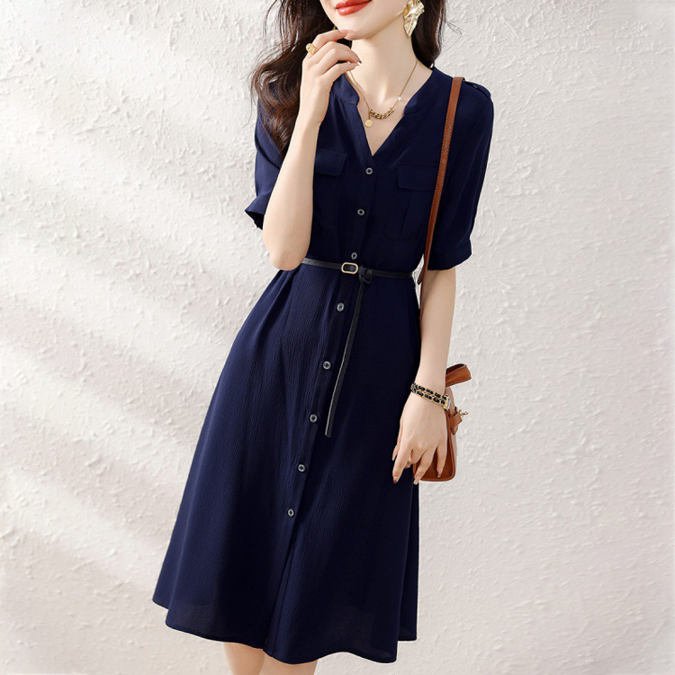 夏季輕熟優雅氣質連衣裙（贈腰帶）