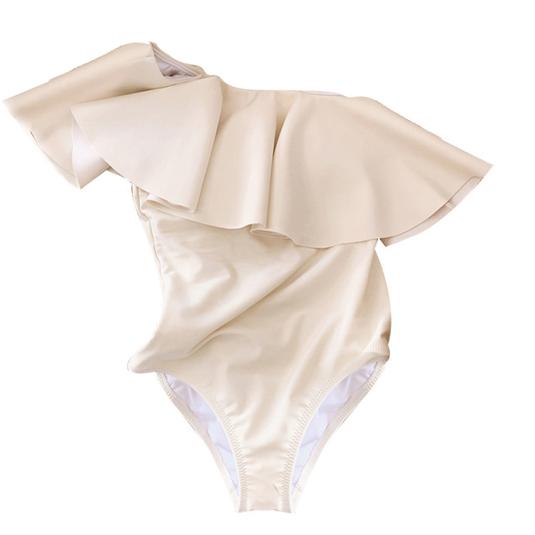 韓系比基尼性感大荷葉邊連體泳衣