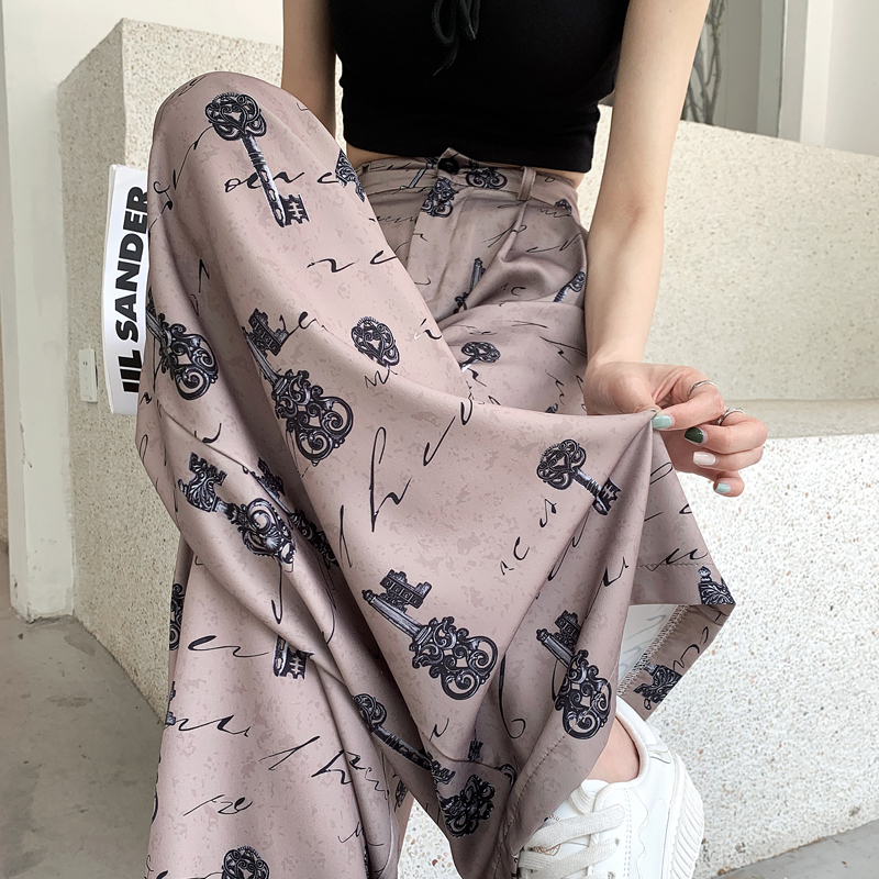 夏季寬鬆醋酸冰絲緞面滑滑褲