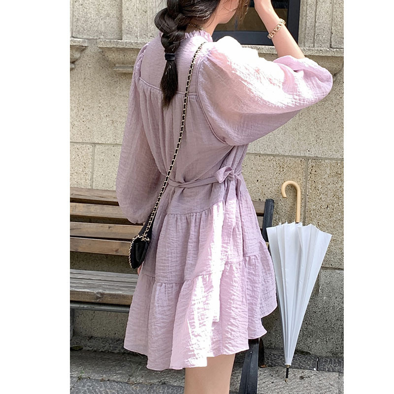 夏季泡泡袖寬鬆奶甜連衣裙