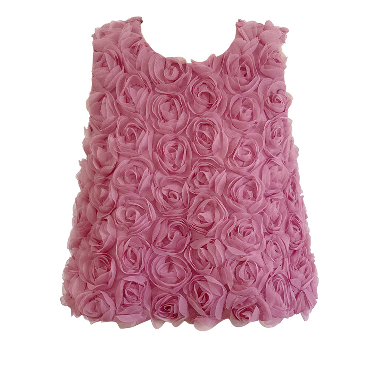 立體玫瑰花無袖背心