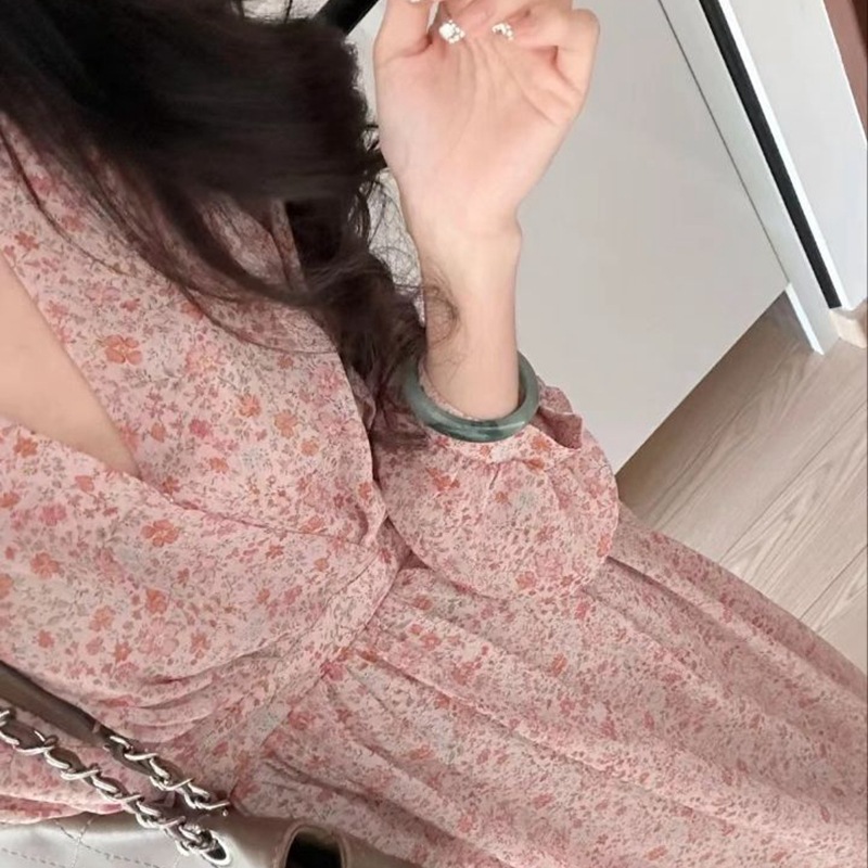 法式碎花絕美顯瘦連衣裙