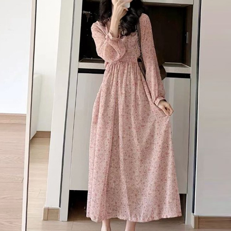 法式碎花絕美顯瘦連衣裙