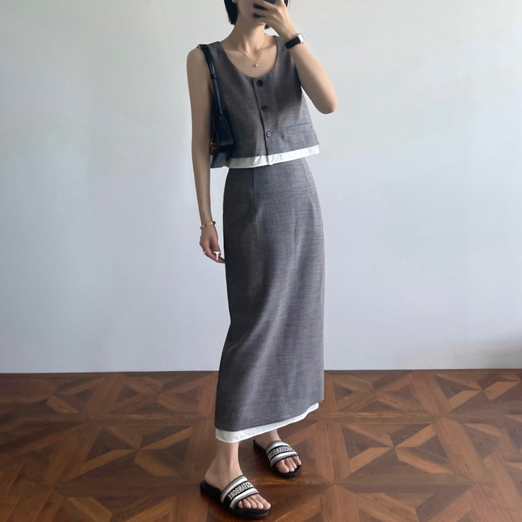 夏日TR面料氣質通勤背心/H型半裙（規格可選）