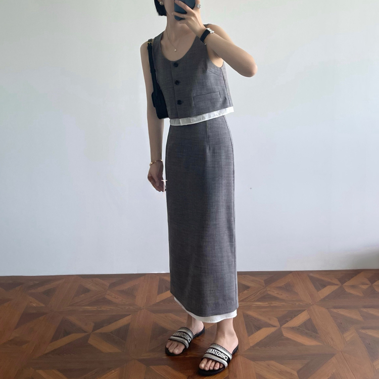 夏日TR面料氣質通勤背心/H型半裙（規格可選）