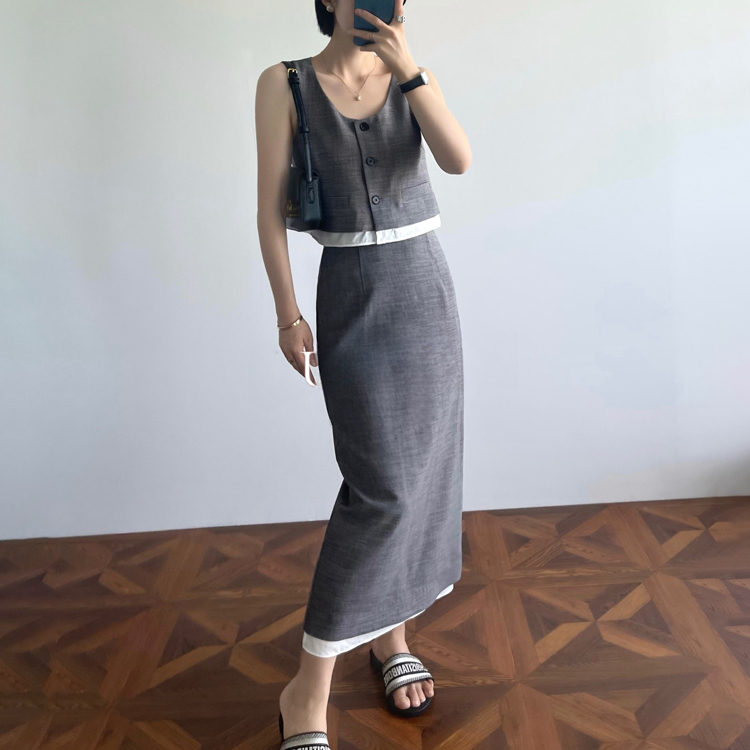 夏日TR面料氣質通勤背心/H型半裙（規格可選）