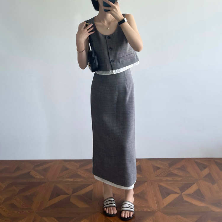 夏日TR面料氣質通勤背心/H型半裙（規格可選）