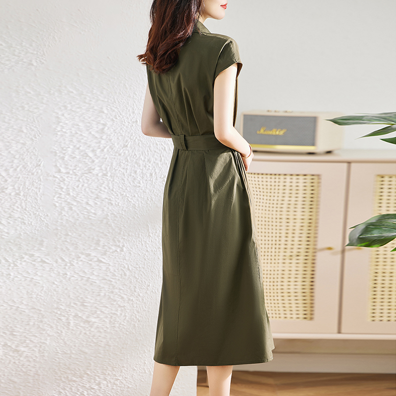 夏季收腰氣質通勤襯衫連衣裙