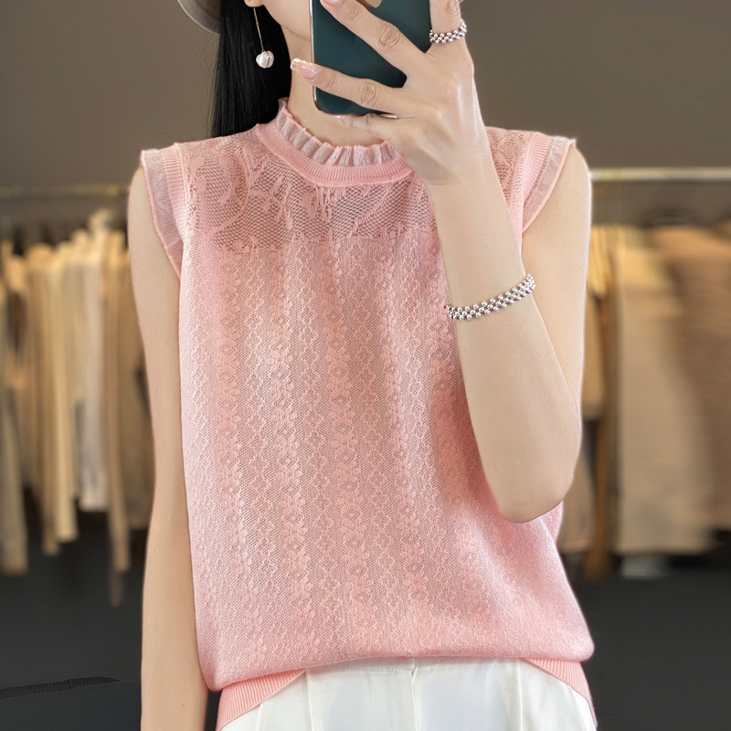 夏季氣質修身蕾絲鏤空打底衫