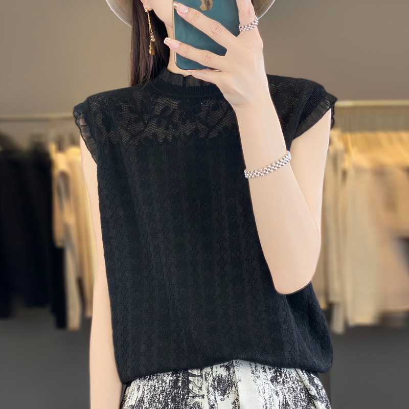 夏季氣質修身蕾絲鏤空打底衫