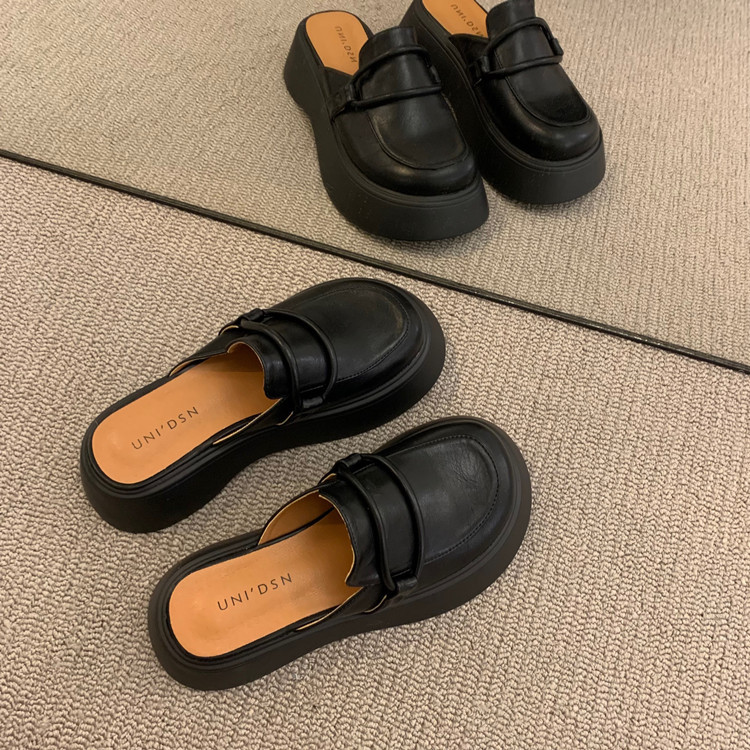 夏鬆糕厚底包頭半拖樂福鞋