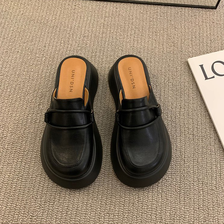 夏鬆糕厚底包頭半拖樂福鞋