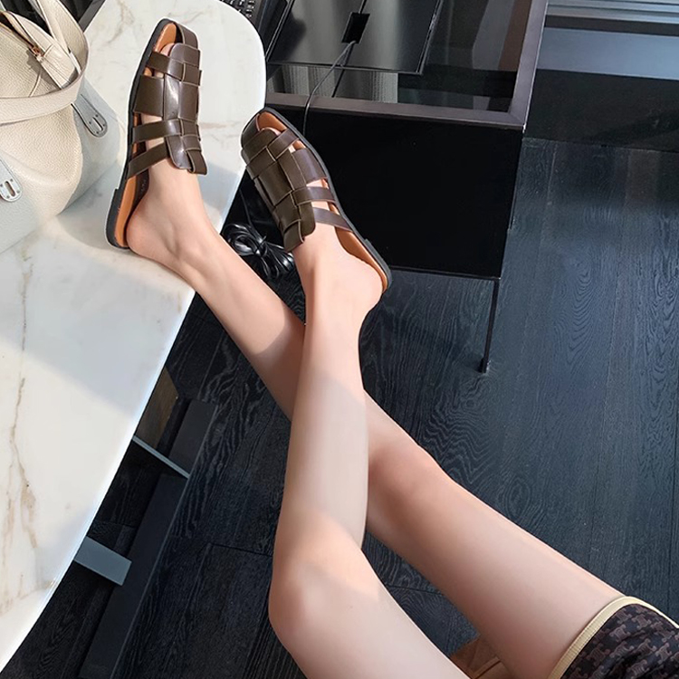 夏季編織懶人羅馬拖鞋