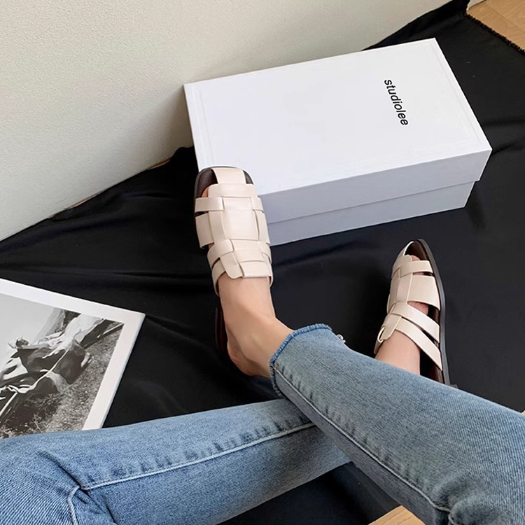 夏季編織懶人羅馬拖鞋