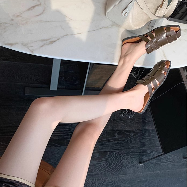 夏季編織懶人羅馬拖鞋