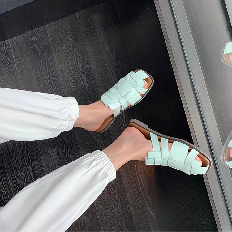 夏季編織懶人羅馬拖鞋