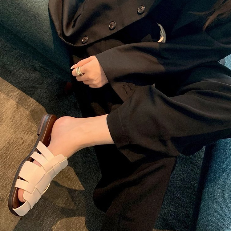 夏季編織懶人羅馬拖鞋