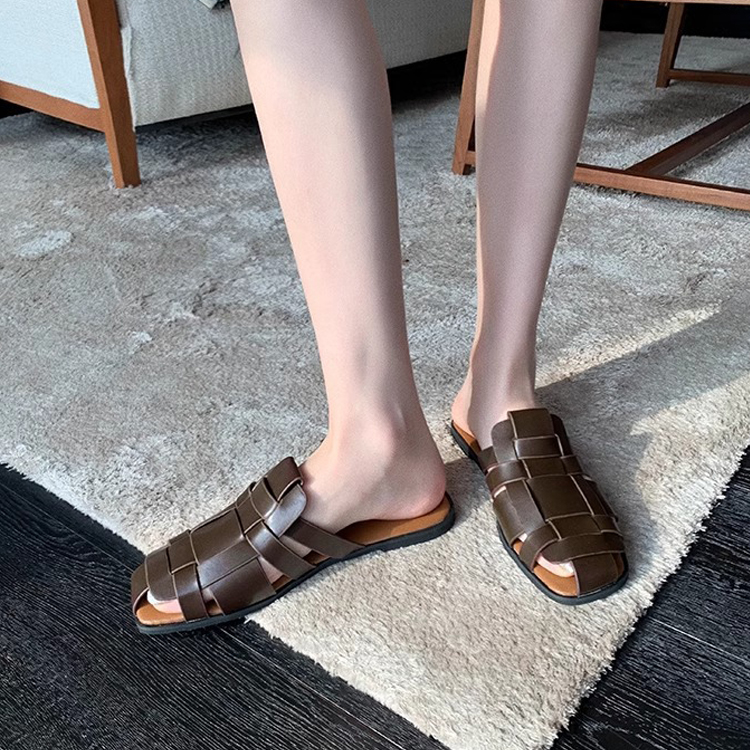 夏季編織懶人羅馬拖鞋