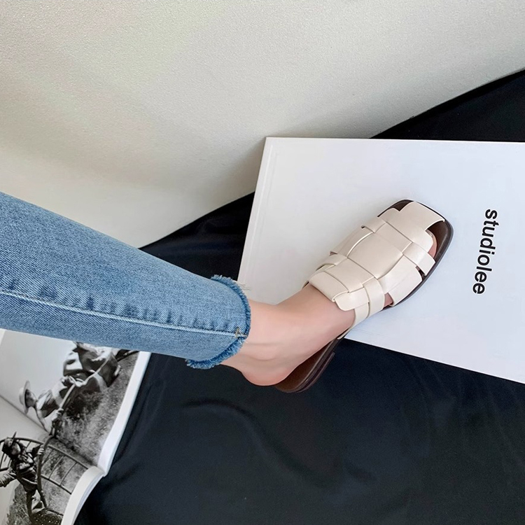 夏季編織懶人羅馬拖鞋