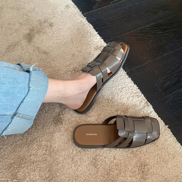 夏季編織懶人羅馬拖鞋