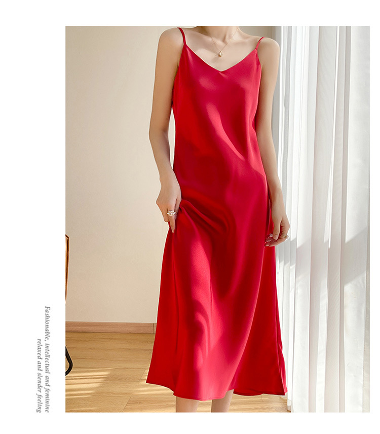 夏輕奢無袖醋酸緞面吊帶裙