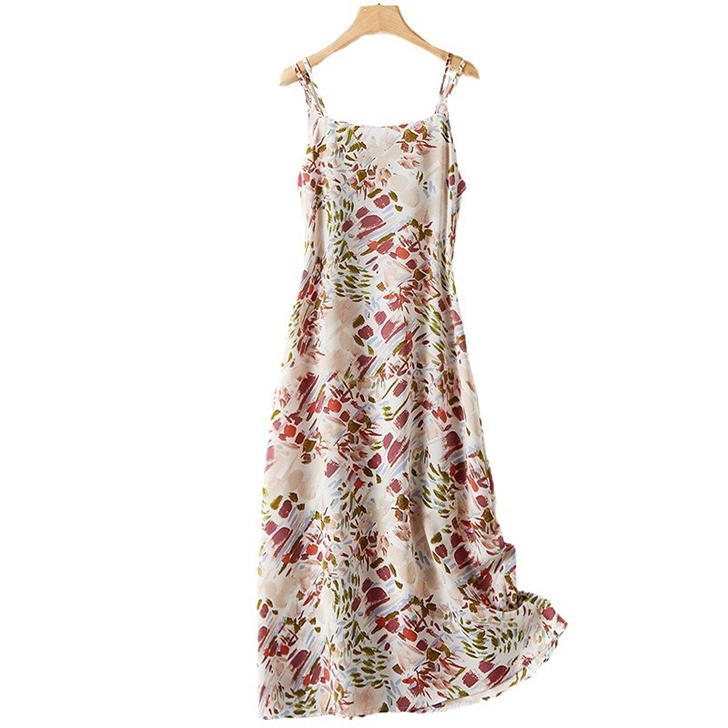 夏季手繪醋酸百搭吊帶裙