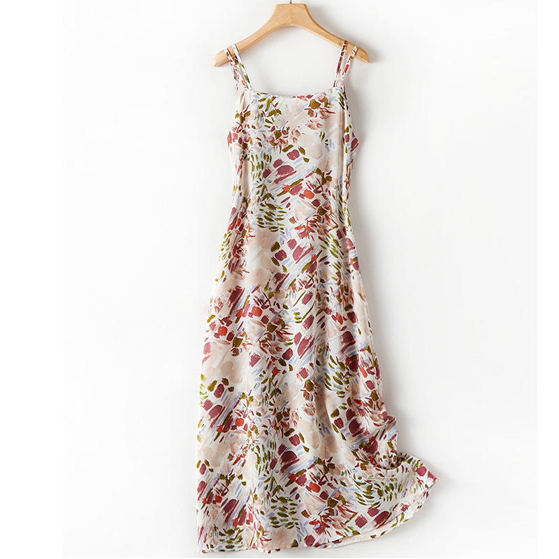 夏季手繪醋酸百搭吊帶裙