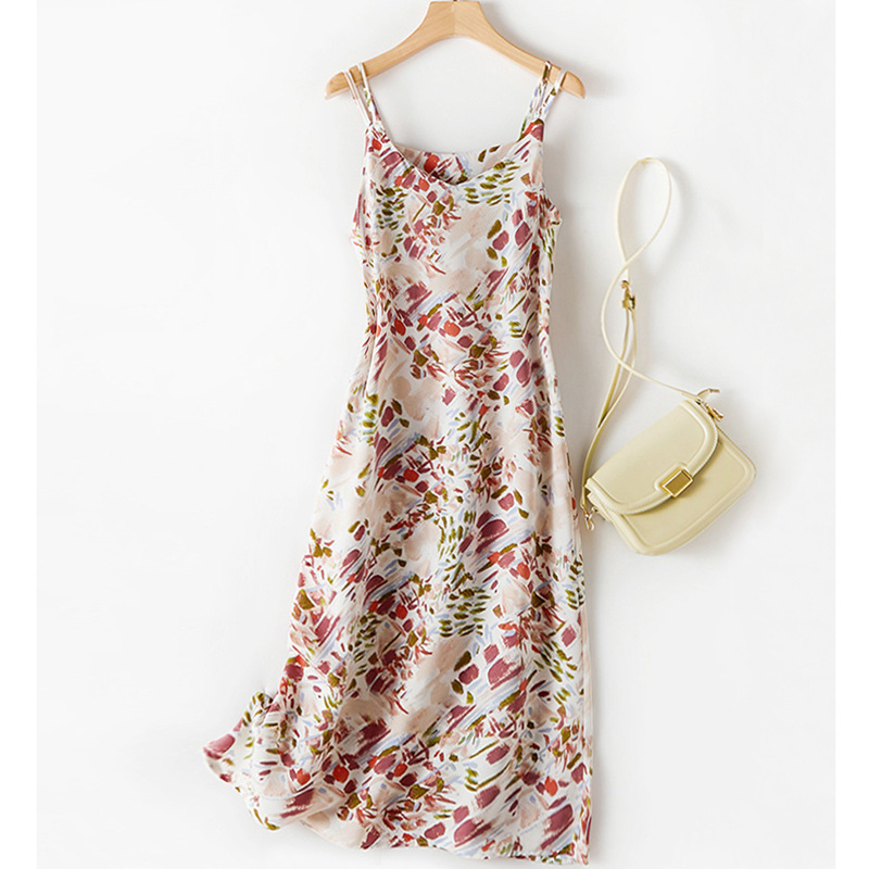 夏季手繪醋酸百搭吊帶裙