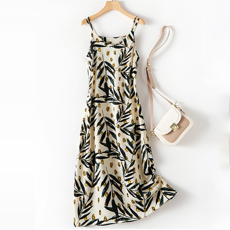 夏季手繪醋酸百搭吊帶裙