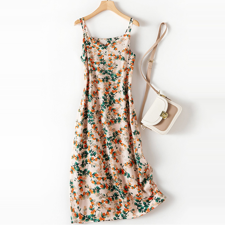 夏季手繪醋酸百搭吊帶裙