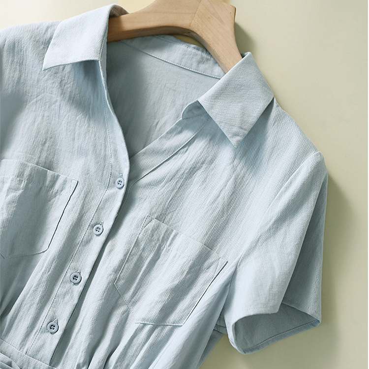 夏棉麻日系簡約氣質連衣裙