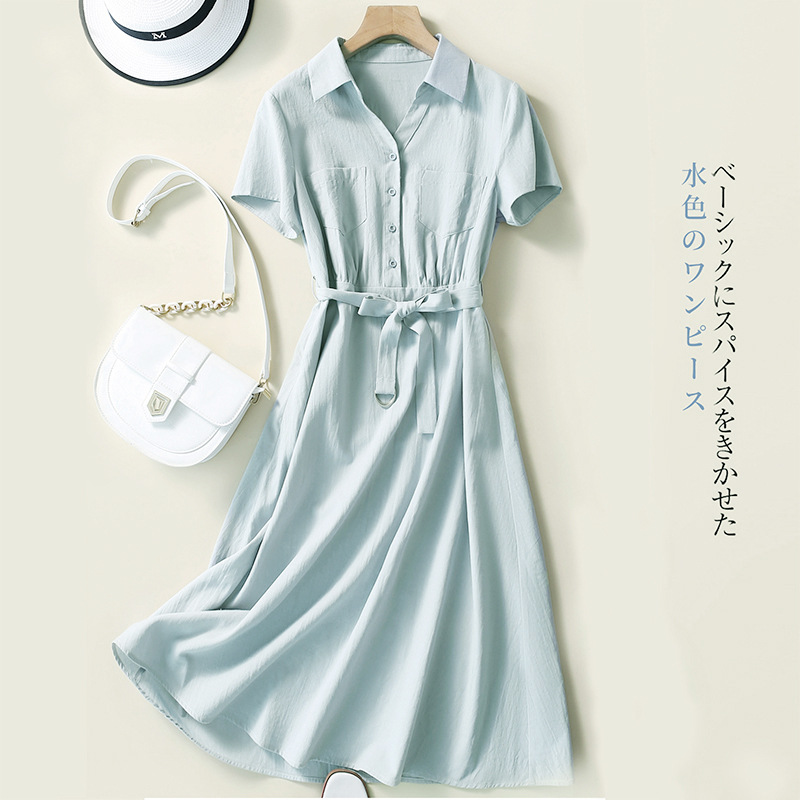 夏棉麻日系簡約氣質連衣裙