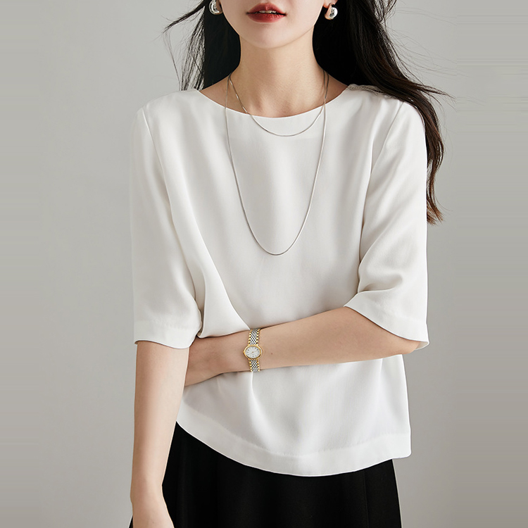 夏氣質優雅兩穿仿真絲襯衫