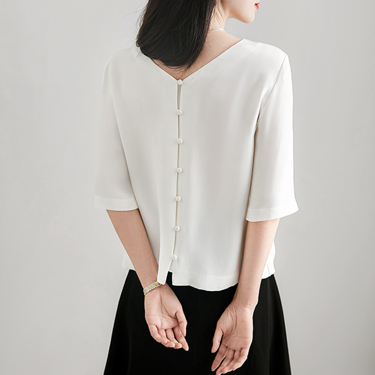 夏氣質優雅兩穿仿真絲襯衫