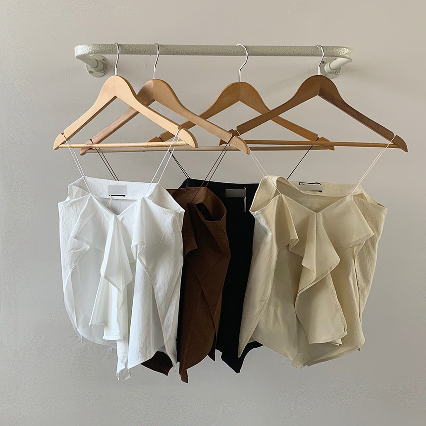 性感不規則荷葉邊V領吊帶