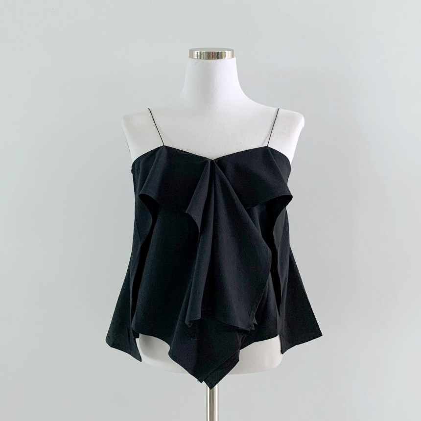 性感不規則荷葉邊V領吊帶