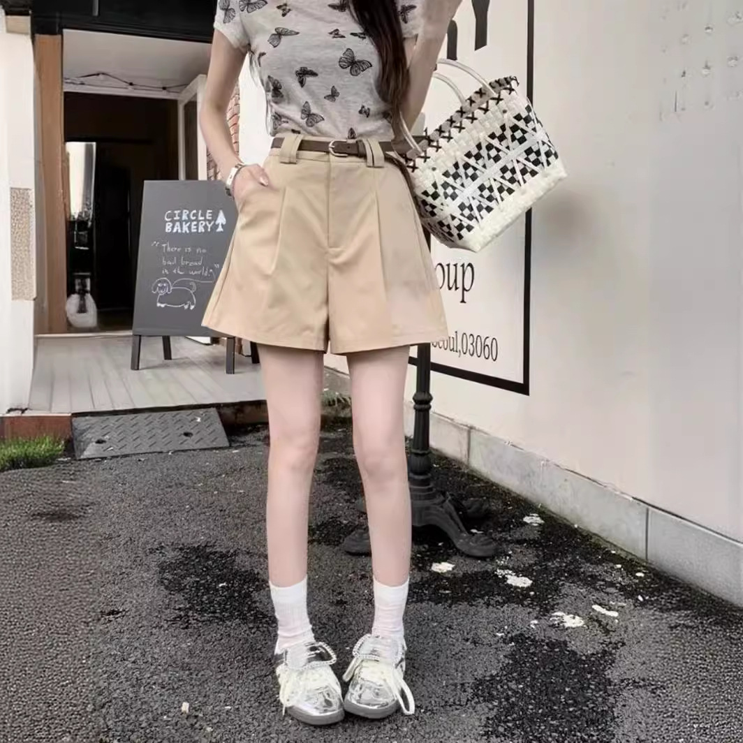 韓版高腰直筒工裝短褲