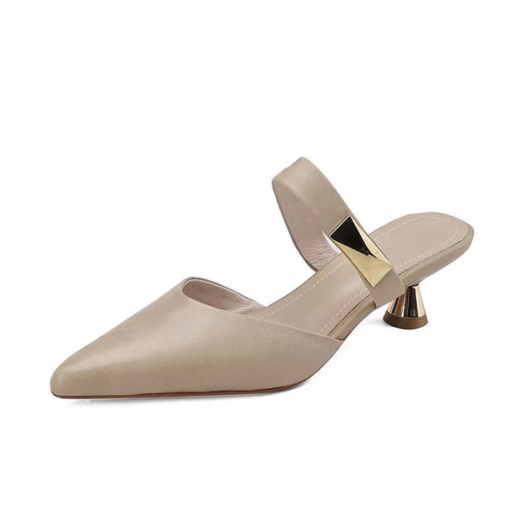 復古優雅尖頭中跟穆勒鞋