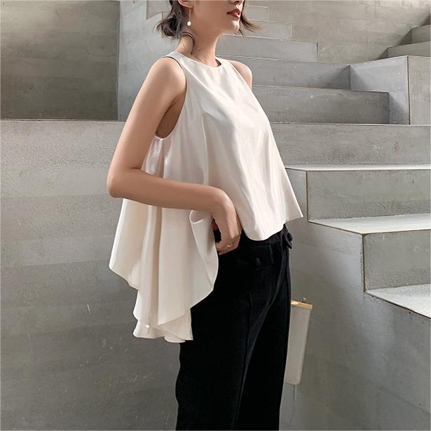 設計感純色無袖外穿背心